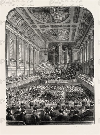THE BIRMINGHAM MUSICAL FESTIVAL: INTERIOR OF THE TOWN HALL, UK, 1873 engraving
