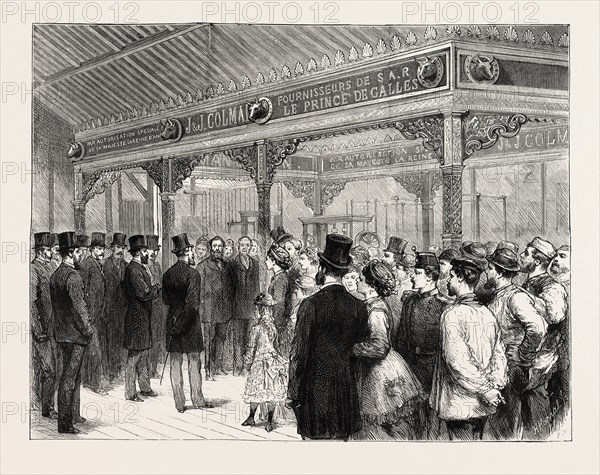 THE PRINCE OF WALES INSPECTING THE BRITISH SECTION, PARIS EXHIBITION, FRANCE