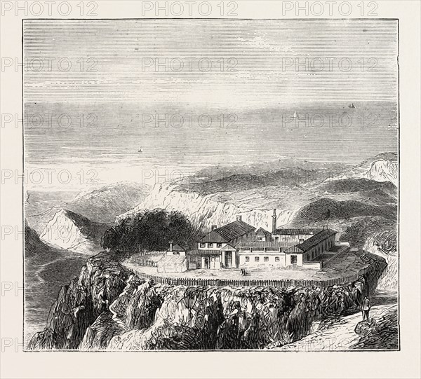 THE ASHANTEE WAR: ASCENSION ISLAND, THE SANATORIUM FOR THE SICK AND WOUNDED: THE HOSPITAL, ANGLO ASHANTI WAR, GHANA, 1873 engraving