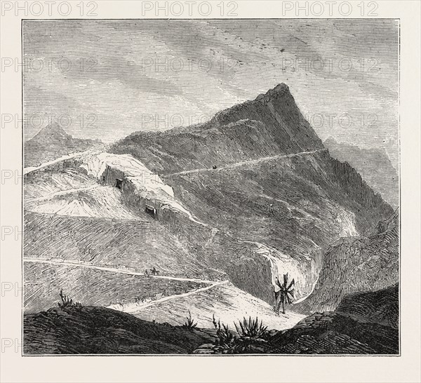 THE ASHANTEE WAR: ASCENSION ISLAND, THE SANATORIUM FOR THE SICK AND WOUNDED: THE MAIN ROAD UP THE HILLS, ANGLO ASHANTI WAR, GHANA, 1873 engraving