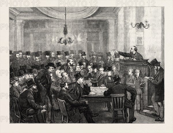 A LIVERPOOL WOOL SALE, UK, 1873 engraving