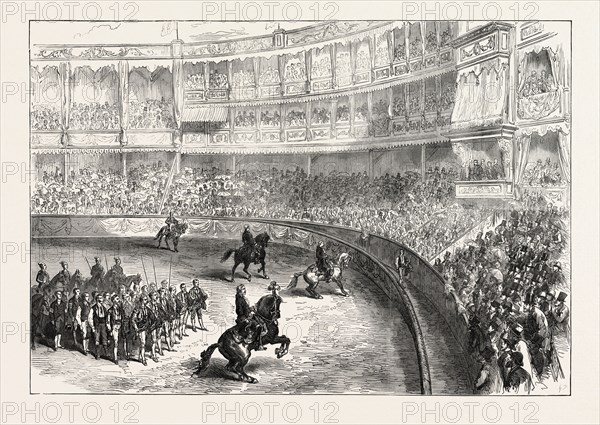 A BULL FIGHT AT LISBON: THE PERFORMERS SALUTING THE AUDIENCE, PORTUGAL