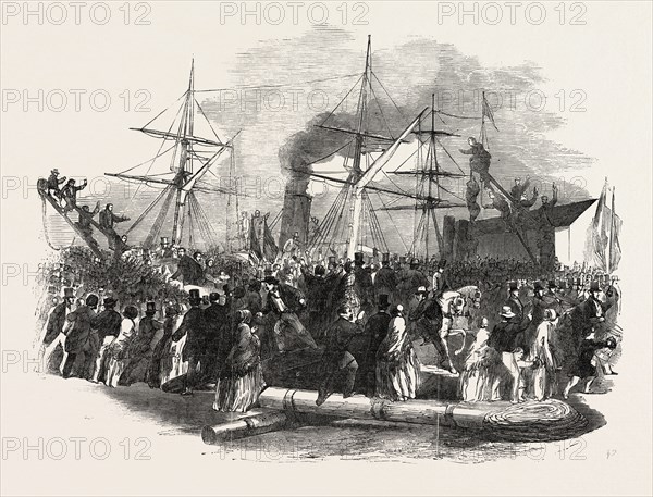 RECEPTION OF KOSSUTH, ON BOARD THE "MADRID" STEAMER, AT SOUTHAMPTON, UK