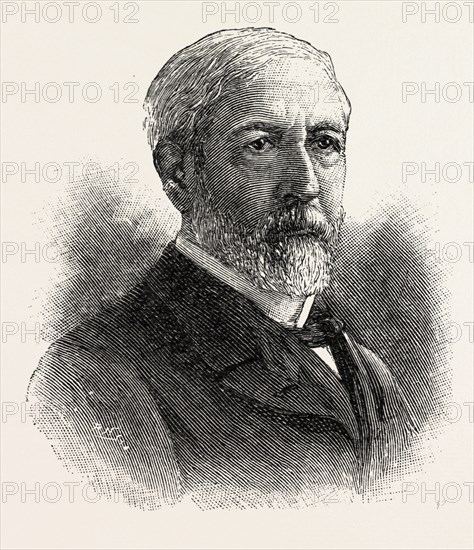THE LATE HON. JAMES BLAINE, He was an American Republican politician who served as United States Representative, Speaker of the United States House of Representatives, U.S. Senator from Maine, and twice as Secretary of State, USA, 1893 engraving