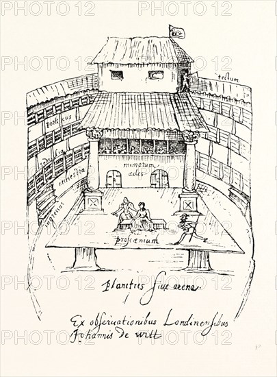 INTERIOR OF THE SWAN THEATRE ABOUT 1596, LONDON, UK, 1893 engraving