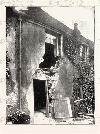 THE LANDSLIP AT SANDGATE: A HOUSE AT SANDGATE, UK, 1893 engraving