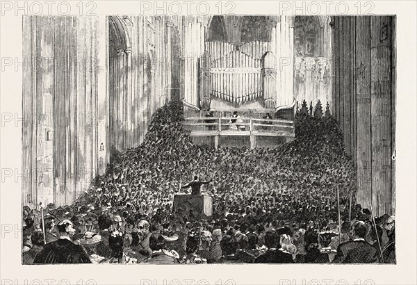 EIGHT HUNDREDTH ANNIVERSARY OF WINCHESTER CATHEDRAL: MUSICAL SERVICE IN THE NAVE, UK, 1893 engraving