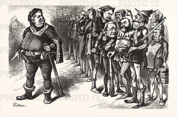 FALSTAFF HANCOCK HIS RAGGED REGIMENT. FALSTAFF. If I be not ashamed my soldiers, I am soused gurnet. No eye hath seen such scarecrows !  Engraving 1880, US, USA