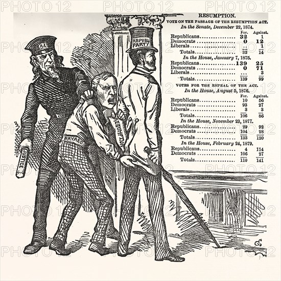 POLITICAL NEMESIS, engraving 1880, US, USA, America