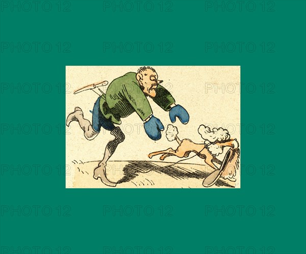 Schnaken and schnurren, 1866, Mosquitoes and purring, Wilhelm Busch, 1832 - 1908, German artist, humorist, poet, illustrator and painter. A humorous story in pictures from the writer and illustrator ofMax und Moritz, Munchener Bilderbogen and Fliegende Blatter. Children's literature from the 19th century, comic illustrated cautionary tales