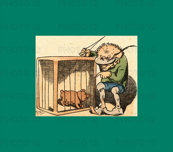 Schnaken and schnurren, 1866, Mosquitoes and purring, Wilhelm Busch, 1832 - 1908, German artist, humorist, poet, illustrator and painter. A humorous story in pictures from the writer and illustrator ofMax und Moritz, Munchener Bilderbogen and Fliegende Blatter. Children's literature from the 19th century, comic illustrated cautionary tales