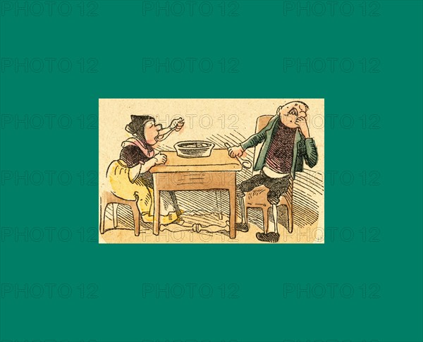 Schnaken and schnurren, 1866, Mosquitoes and purring, Wilhelm Busch, 1832 - 1908, German artist, humorist, poet, illustrator and painter. A humorous story in pictures from the writer and illustrator ofMax und Moritz, Munchener Bilderbogen and Fliegende Blatter. Children's literature from the 19th century, comic illustrated cautionary tales