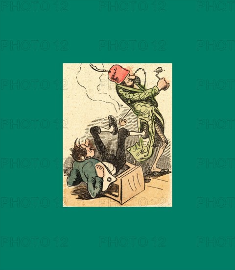 Schnaken and schnurren, 1866, Mosquitoes and purring, Wilhelm Busch, 1832 - 1908, German artist, humorist, poet, illustrator and painter. A humorous story in pictures from the writer and illustrator ofMax und Moritz, Munchener Bilderbogen and Fliegende Blatter. Children's literature from the 19th century, comic illustrated cautionary tales