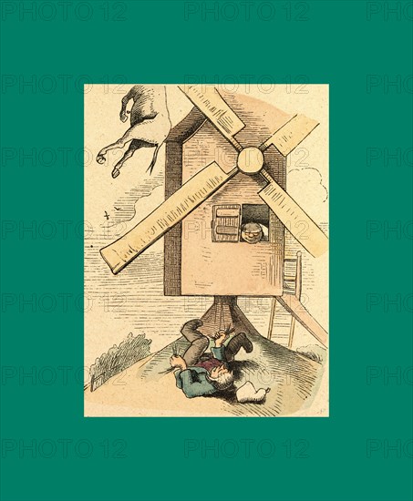 Schnaken and schnurren, 1866, Mosquitoes and purring, Wilhelm Busch, 1832 - 1908, German artist, humorist, poet, illustrator and painter. A humorous story in pictures from the writer and illustrator ofMax und Moritz, Munchener Bilderbogen and Fliegende Blatter. Children's literature from the 19th century, comic illustrated cautionary tales