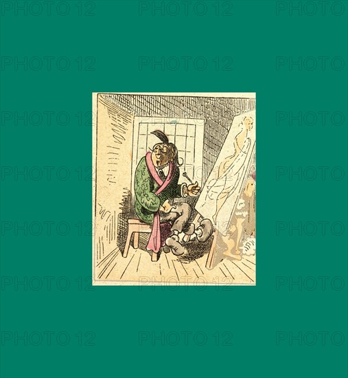 Schnaken and schnurren, 1866, Mosquitoes and purring, Wilhelm Busch, 1832 - 1908, German artist, humorist, poet, illustrator and painter. A humorous story in pictures from the writer and illustrator ofMax und Moritz, Munchener Bilderbogen and Fliegende Blatter. Children's literature from the 19th century, comic illustrated cautionary tales