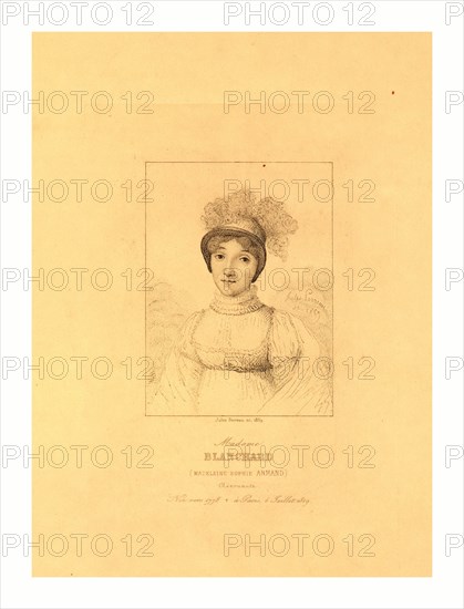 Madame Blanchard (Madeleine Sophie Armand) French aeronaut,  Jules Porreau, sc., 1859