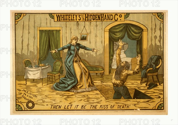 Whiteley's Original Hidden Hand Co. by Jno. B. Jeffery Pr. & Eng., 1884, woodcut, color