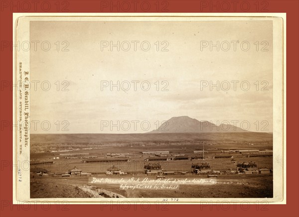 Fort Meade, Dakota. Bear Butte, 3 miles distant, John C. H. Grabill was an american photographer. In 1886 he opened his first photographic studio
