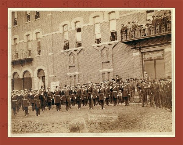 Deadwood. Grand Lodge I.O.O.F. of the Dakotas, resting in front of City Hall after the Grand Parade, May 21, 1890, John C. H. Grabill was an american photographer. In 1886 he opened his first photographic studio