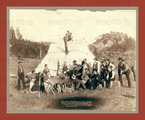 Happy Hours in Camp. G. and B.&M. Engineers Corps and Visitors, John C. H. Grabill was an american photographer. In 1886 he opened his first photographic studio