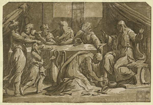 Christ at the table of Simon the Pharisee, Carpi, Ugo da, 1480-approximately 1532
