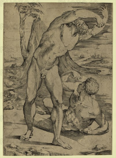 Two nude men: one standing, one reclining, between 1500 and 1551, Beccafumi, Domenico, 1486-1551