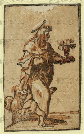 St. John, Trento, Antonio da, approximately 1508-approximately 1550, artist, Parmigianino, 1503-1540. chiaroscuro woodcut, Print showing Saint John carrying a goblet