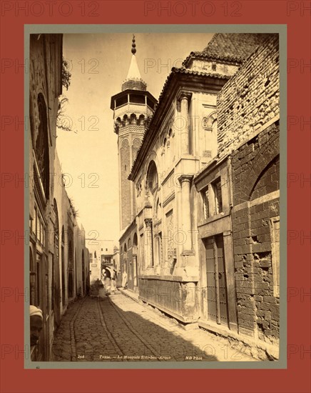 Tunis Mosque Sidi ben Arous, Tunisia, Neurdein brothers 1860 1890, the Neurdein photographs of Algeria including Byzantine and Roman ruins in Tébessa and Thamugadi; mosques, shrines, public buildings, palaces, and street scenes in Mostaganem, Biskra, Algiers, Tlemcen, Constantine, Oran, and Sidi Bel AbbÃ¨s; and the cathedral at Carthage. Portraits of Algerian people include Berbers, Ouled NaÃ¯l women, and prisoners in Annaba. Tunisian views include mosques, buildings, and street scenes in Tunis.