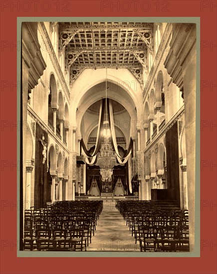 Carthage, The interior of the cathedral, Algiers, Neurdein brothers 1860 1890, the Neurdein photographs of Algeria including Byzantine and Roman ruins in Tébessa and Thamugadi; mosques, shrines, public buildings, palaces, and street scenes in Mostaganem, Biskra, Algiers, Tlemcen, Constantine, Oran, and Sidi Bel AbbÃ¨s; and the cathedral at Carthage. Portraits of Algerian people include Berbers, Ouled NaÃ¯l women, and prisoners in Annaba. Tunisian views include mosques, buildings, and street scenes in Tunis.