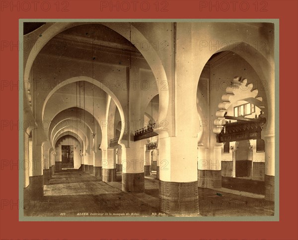 Algiers Interior el-Kebir mosque, Neurdein brothers 1860 1890, the Neurdein photographs of Algeria including Byzantine and Roman ruins in Tébessa and Thamugadi; mosques, shrines, public buildings, palaces, and street scenes in Mostaganem, Biskra, Algiers, Tlemcen, Constantine, Oran, and Sidi Bel AbbÃ¨s; and the cathedral at Carthage. Portraits of Algerian people include Berbers, Ouled NaÃ¯l women, and prisoners in Annaba. Tunisian views include mosques, buildings, and street scenes in Tunis.