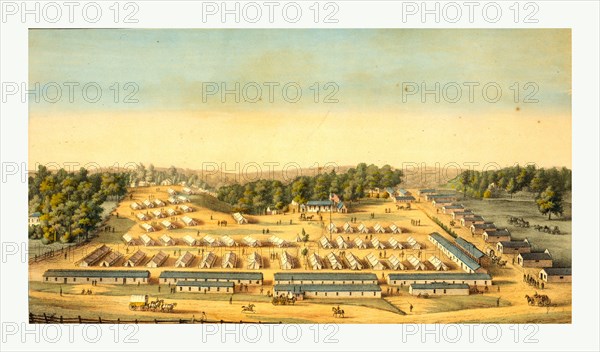 bird's-eye view of Cliffburne Hospital, Washington, D.C. by Charles Magnus, circa 1862