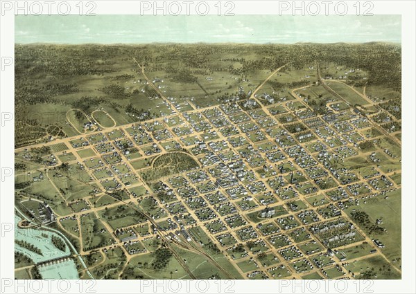 Bird's eye view of the city of Columbia, South Carolina,  C. Drie. circa 1872, US, USA, America