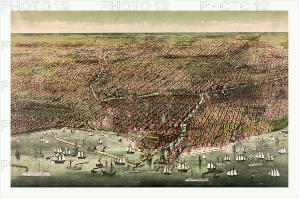 The city of Chicago by Currier & Ives circa 1892, US, USA, America