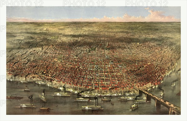 The city of St. Louis by Currier & Ives, circa 1874