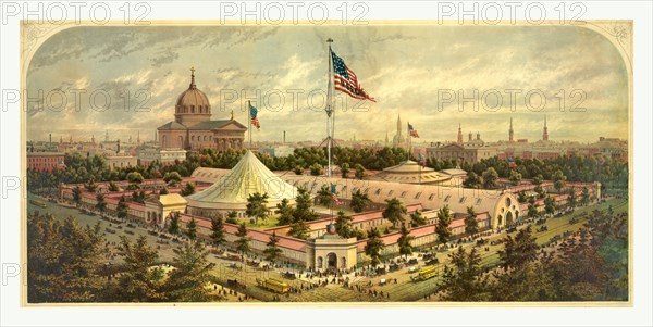 Buildings of the Great Central Fair, in aid of the U.S. Sanitary Commission, Logan Square, Philadelphia, June 1864, US, USA, America