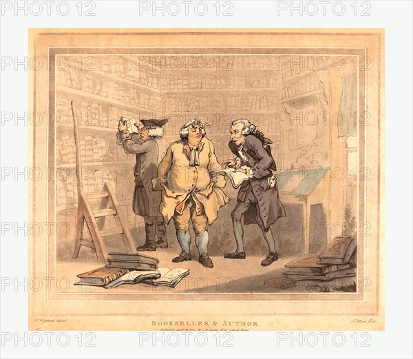 Thomas Rowlandson (British, 1756 - 1827 ), Bookseller and Author, 1784, hand-colored etching and aquatint, Rosenwald Collection
