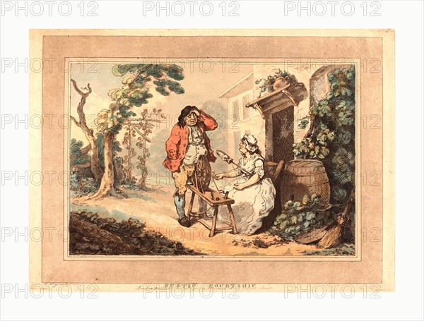 Thomas Rowlandson (British, 1756 - 1827 ), Rustic Courtship, 1785, hand-colored etching and aquatint, Rosenwald Collection