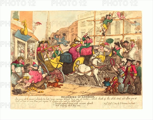 Thomas Rowlandson (British, 1756 - 1827 ), Miseries of London, published 1807, hand-colored etching, Rosenwald Collection
