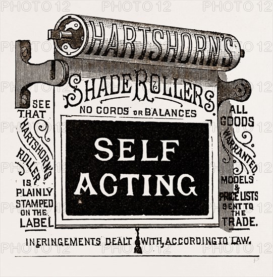 Shade Rollers, Self Acting, 19th century engraving