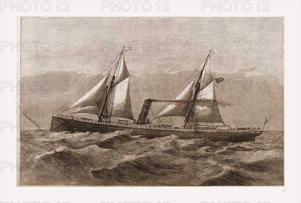 THE NEW STEAM-SHIP " NEWPORT," OF WARD'S HAVANA LINE, FROM A PICTURE BY ANTONIO JACOBSON., 1880, 19th century engraving, USA, America