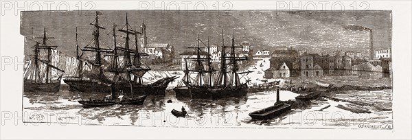 MELBOURNE, FROM A SKETCH MADE IN 1855", 19th century engraving, Australia