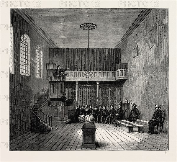 THE CHAPEL IN NEWGATE. London, UK, 19th century engraving
