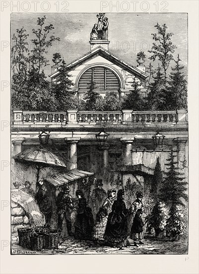 ENTRANCE TO COVENT GARDEN MARKET. London, UK, 19th century engraving