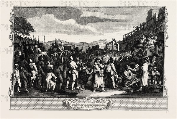 THE IDLE APPRENTICE EXECUTED AT TYBURN. London, UK, 19th century engraving