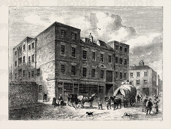 The Three Cranes, THAMES STREET. London, UK, 19th century engraving