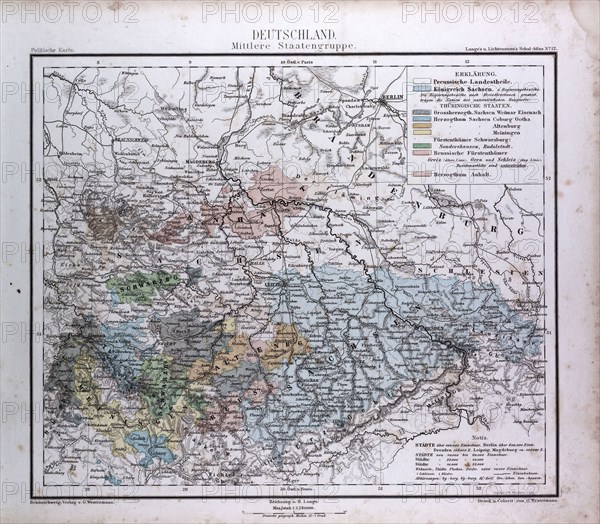 Germany, Deutschland, atlas by Th. von Liechtenstern and Henry Lange, antique map 1869