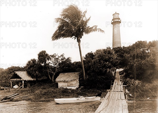Jupiter Light, Jackson, William Henry, 1843-1942, Piers & wharves, Lighthouses, United States, Florida, Jupiter Narrows, 1880
