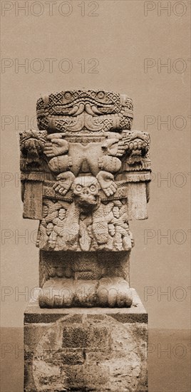 Mexico, Aztec idol, Teoyaomiqui Coatlicue (statue), Jackson, William Henry, 1843-1942, Idols, Coatlicue (Statue), Aztecs, Indians of Mexico, Spiritual life, Sculpture, Mexico, Mexico City, 1884