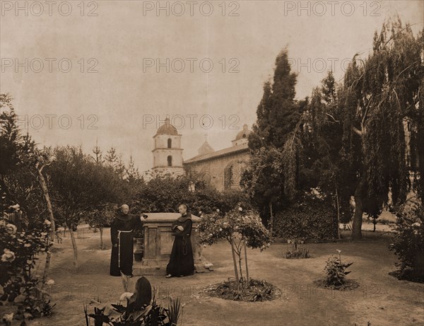 Mission of Santa Barbara, the cemetery, Missions, Monks, Cemeteries, United States, California, Santa Barbara, 1899