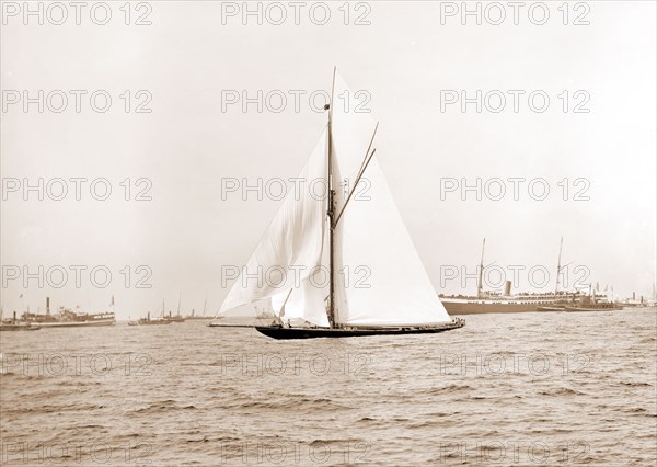Valkyrie nearing outer mark, Valkyrie II (Yacht), America's Cup races, Yachts, Regattas, 1893